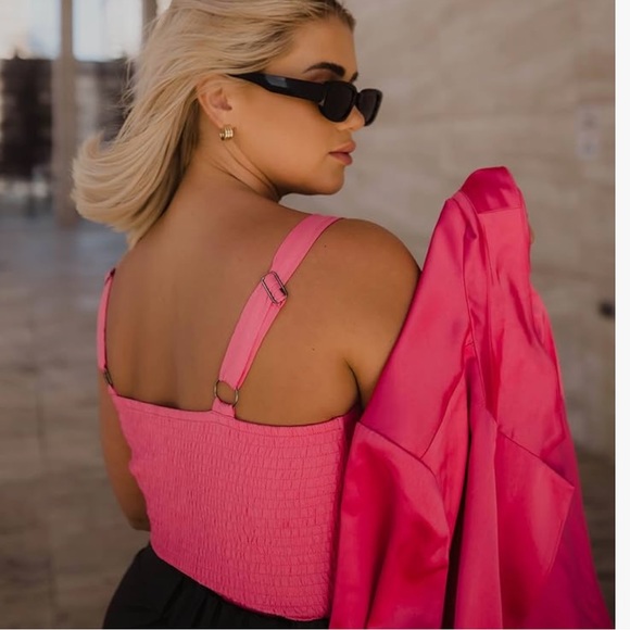 The Drop Women's Carmine Rose Wide Strap Knit Corset Top - Picture 2 of 6